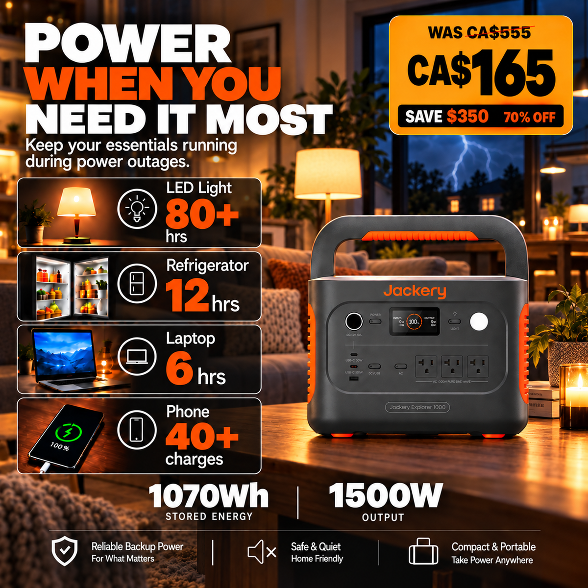 1070Wh Solar Generator Kit + FREE 200W Solar Panel