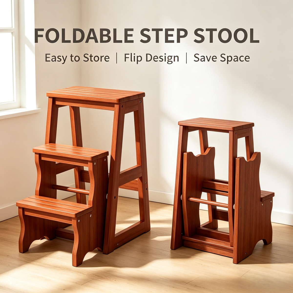 Foldable Wooden Step Stool