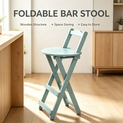 Foldable Wooden Bar Stool with Backrest