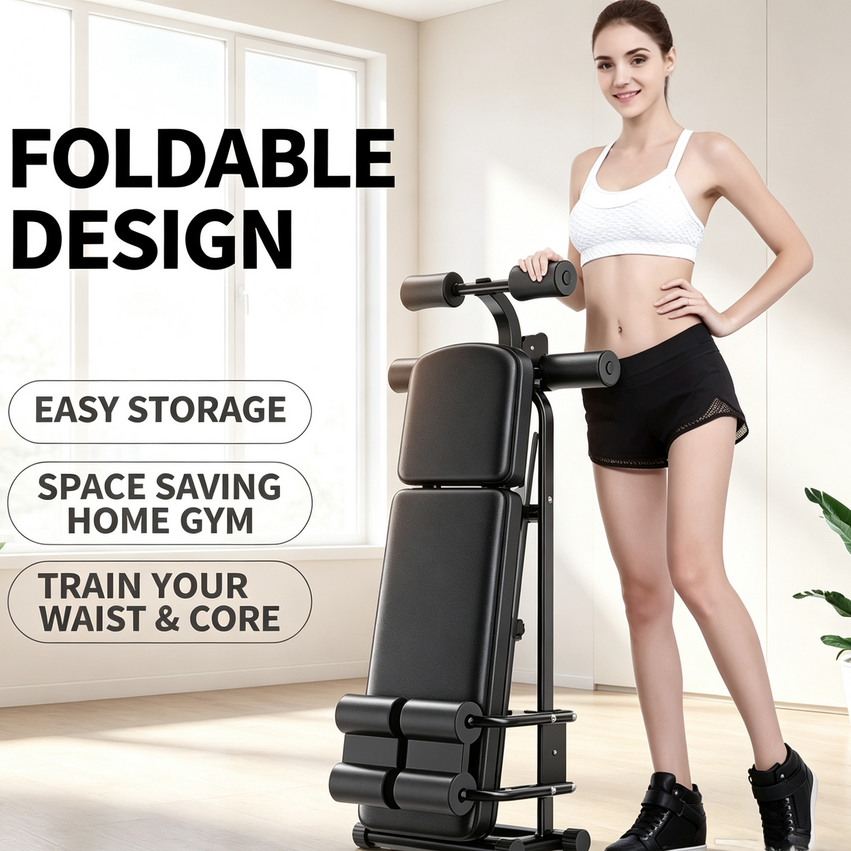 Foldable Multi-functional Abdominal Trainer, Core Workout Bench
