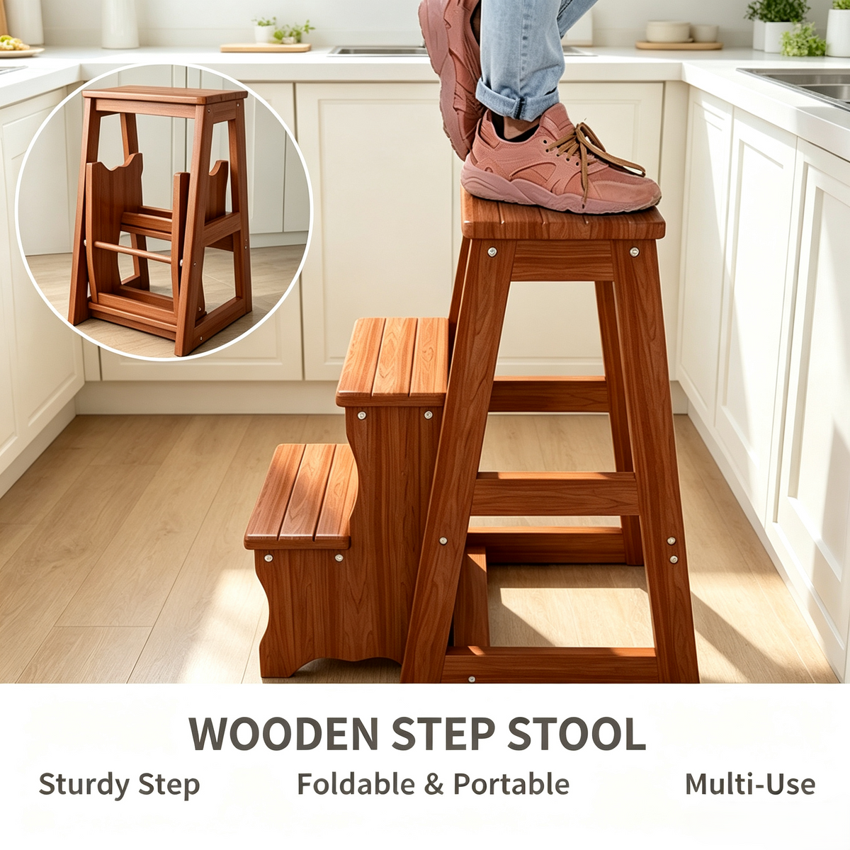 Foldable Wooden Step Stool