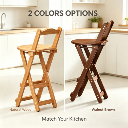 Foldable Wooden Bar Stool with Backrest